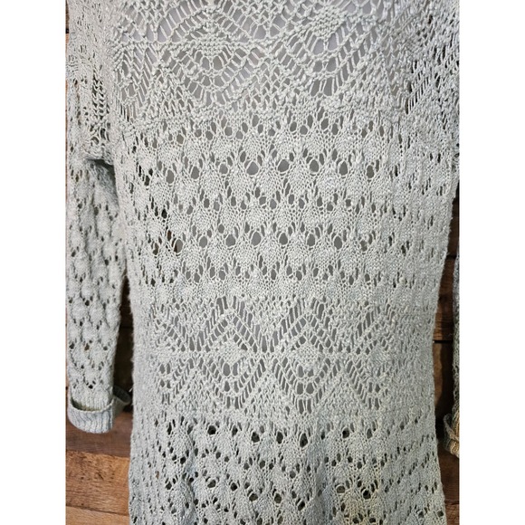 SALE-Pink rose women's sea foam green open knit sweater size M/L - Picture 5 of 11